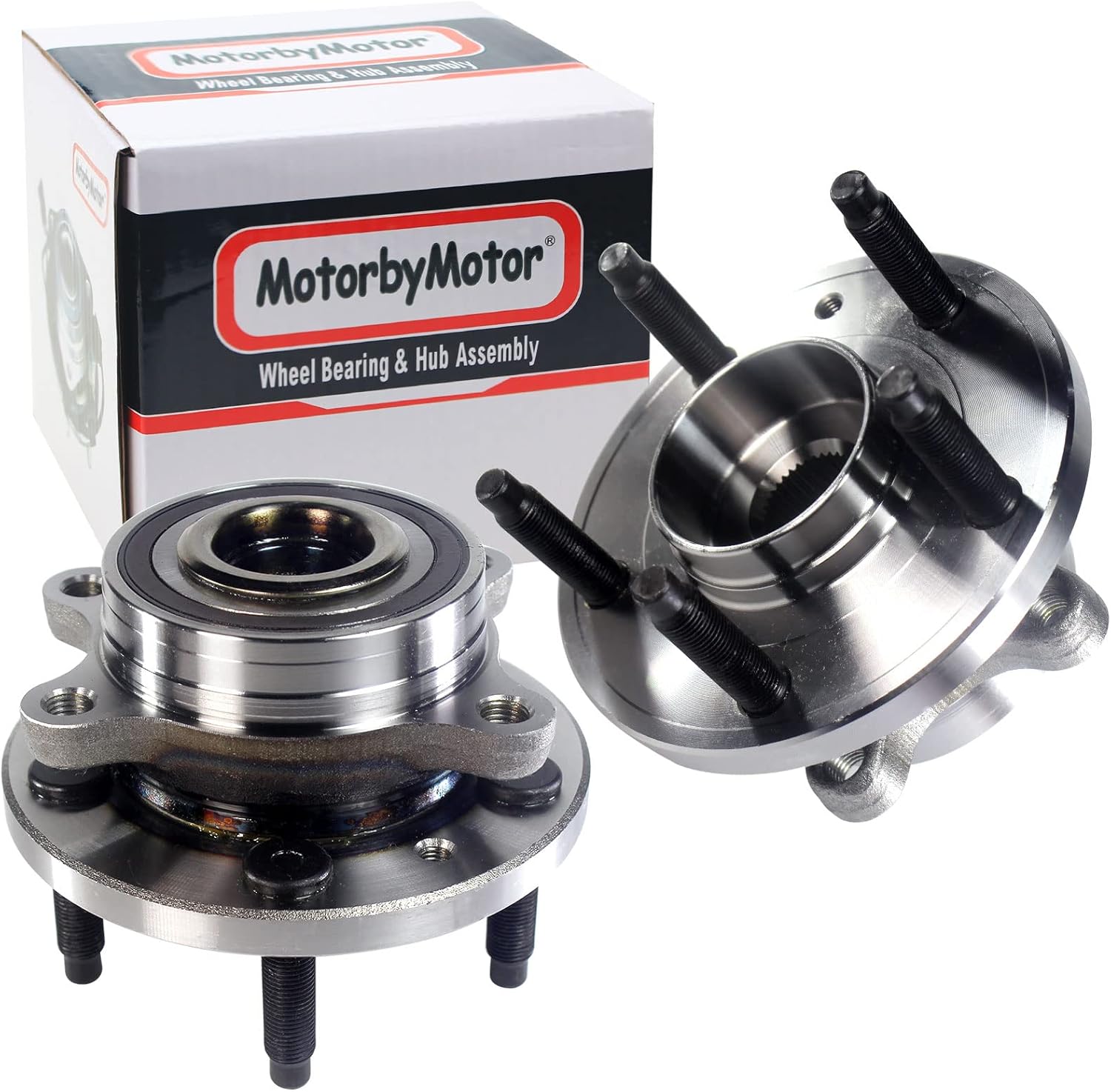 MotorbyMotor 513275 Front Rear Wheel Bearing and Hub Assembly with 5 Lugs Fits for Ford Flex Taurus (Not for SHO or Polic Models), Lincoln MKS MKT Wheel Hub Assembly-2PK