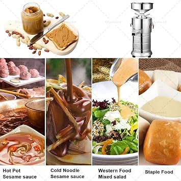 Electric Peanut Butter Maker, Stainless Steel Commercial Nut Butter Grinder, 15kg/h Grinding Mechanism Food Processor Grain Grinding Machine for Almond, Coffee, Cashew, Walnut, Pumpkin Seed