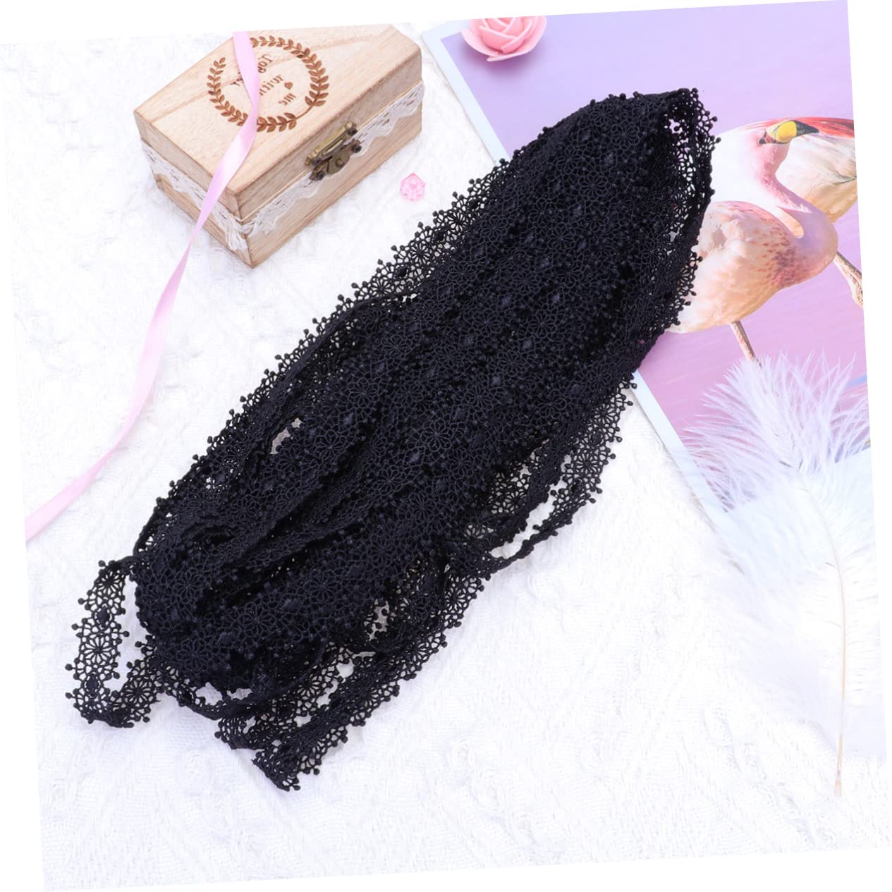 Tofficu 3piezas Ribete De Encaje Negro De Yardas Decoración De Bordes Para Ropa y Manualidades Para Bodas y Fiestas Material Suave y Fácil De Cortar