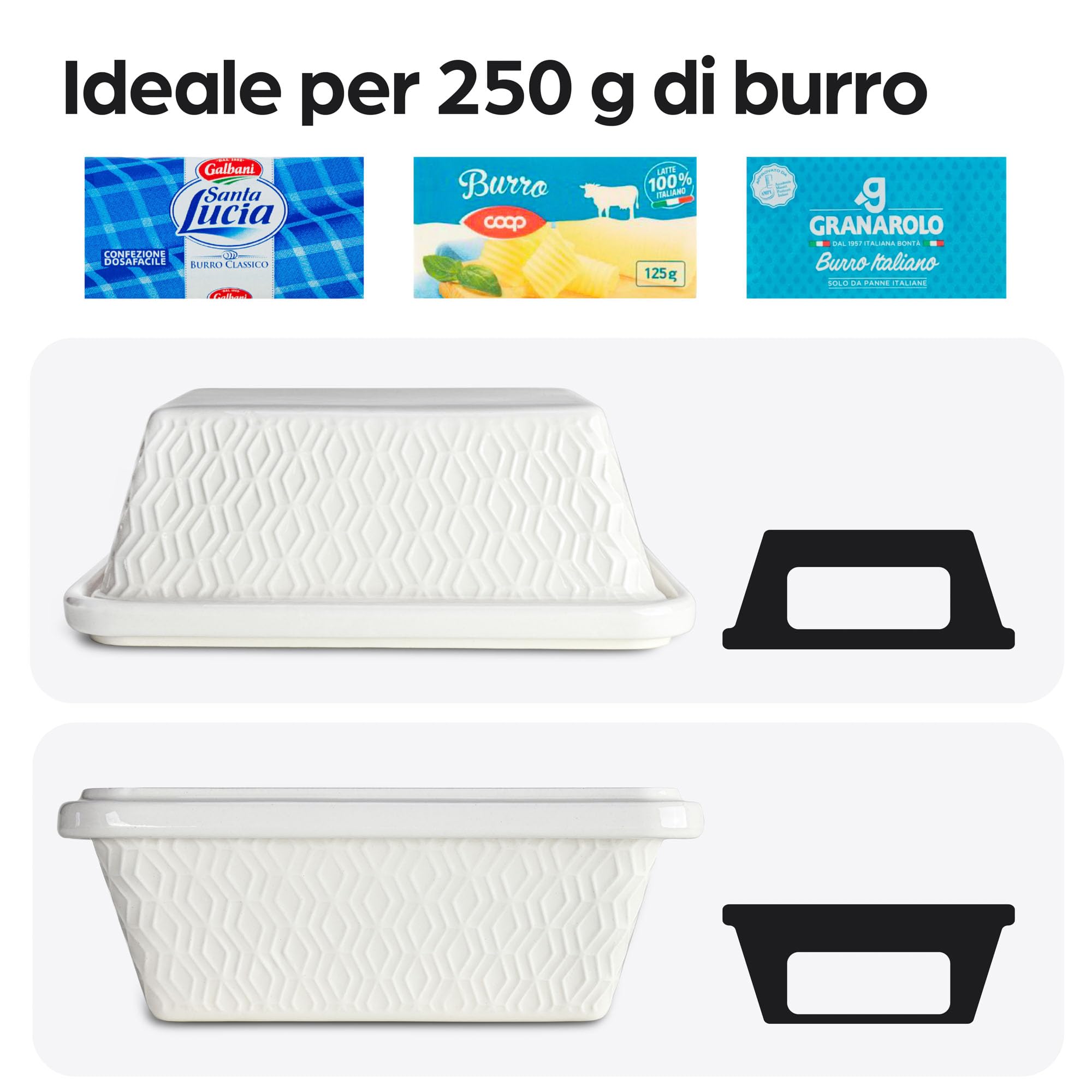 Portaburro In Porcellana Campana Burro Francese Theo&Cleo - Ceramica Bianca Per Burro Fresco E Spalmabile Theo Cleo Burriera