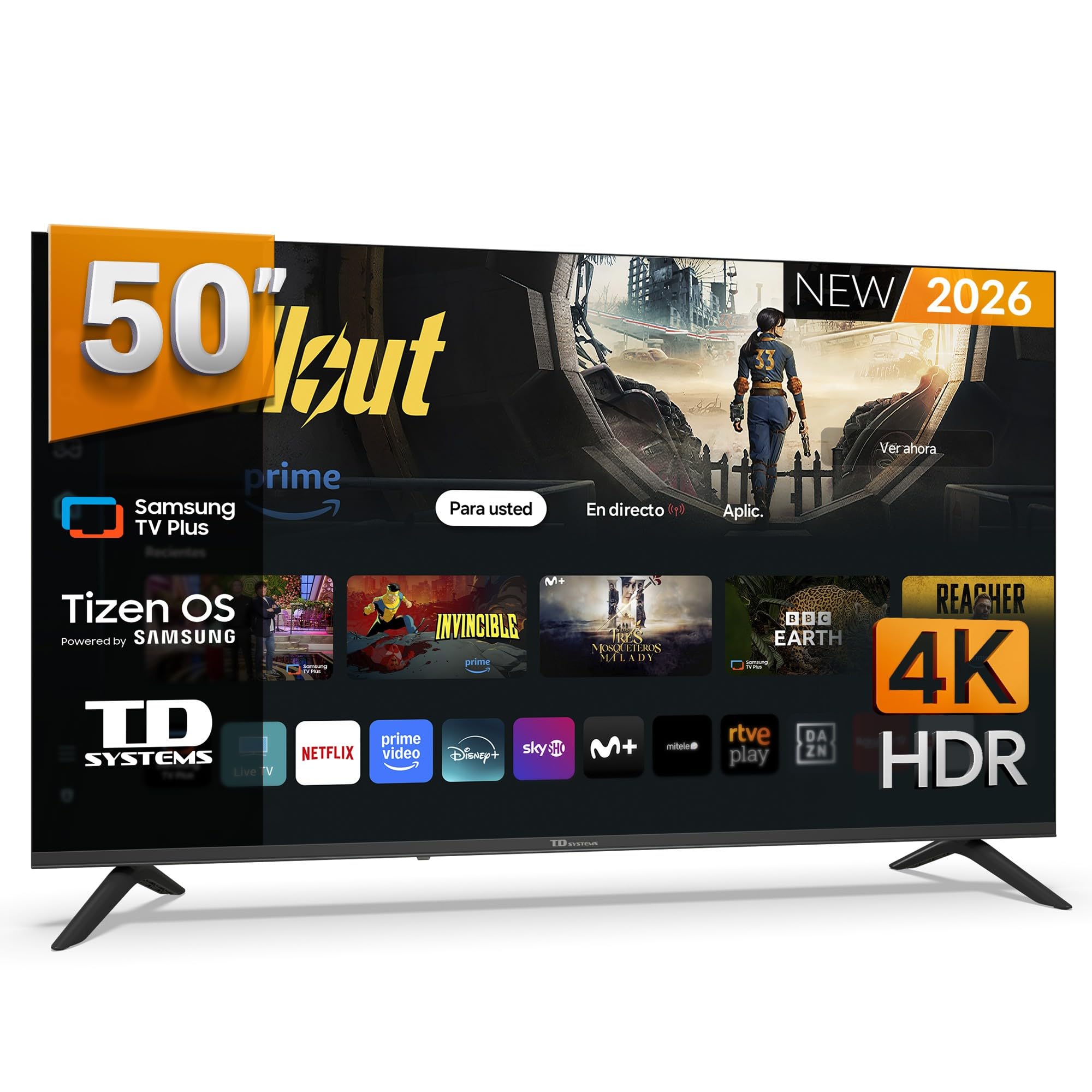 TD Systems - Smart TV 50 Pulgadas 4k Samsung TV Tizen OS 8.0. Triple Tuner (DVB-