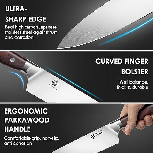 Miniatura 2 de DDF iohEF Juego de cuchillos de cocina afilados de 3 piezas, juego de cuchillos de chef profesionales para cocina, cuchillos de cocina japoneses de