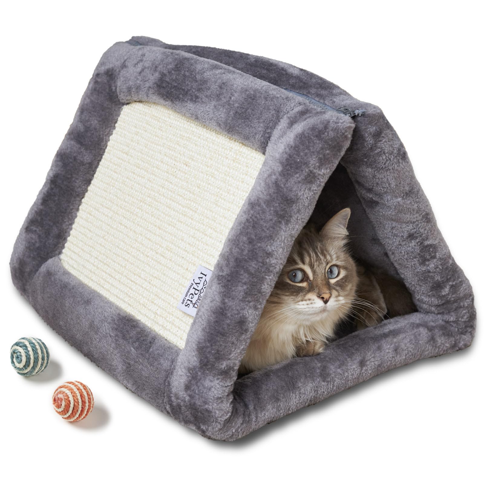 Lit pour chat avec griffoir et cachette : canapé multifonction