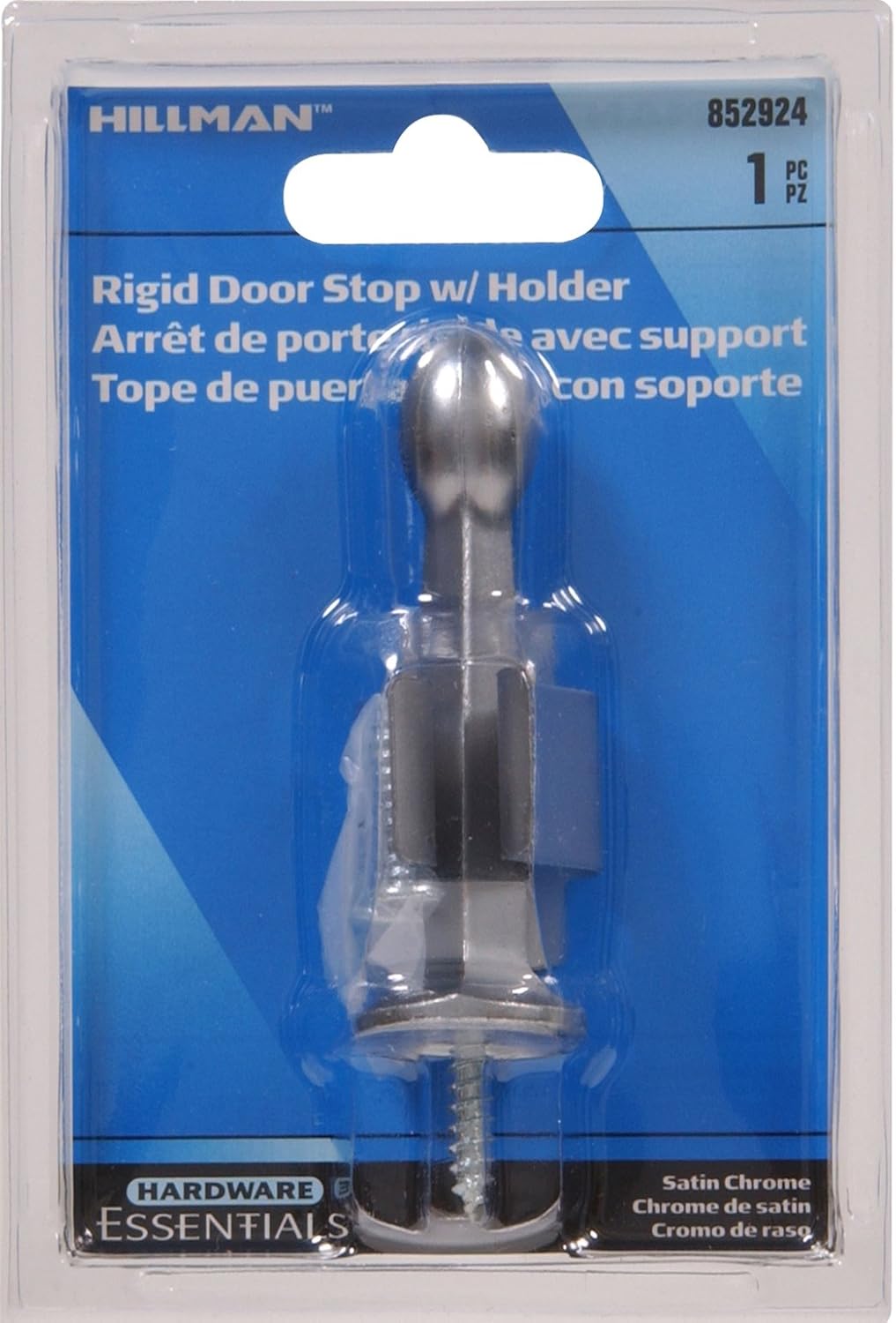 Hardware Essentials by Hillman 852924 Rigid Door Stops with Holder Satin Chrome White, 1 Count (Pack of 1) image 2