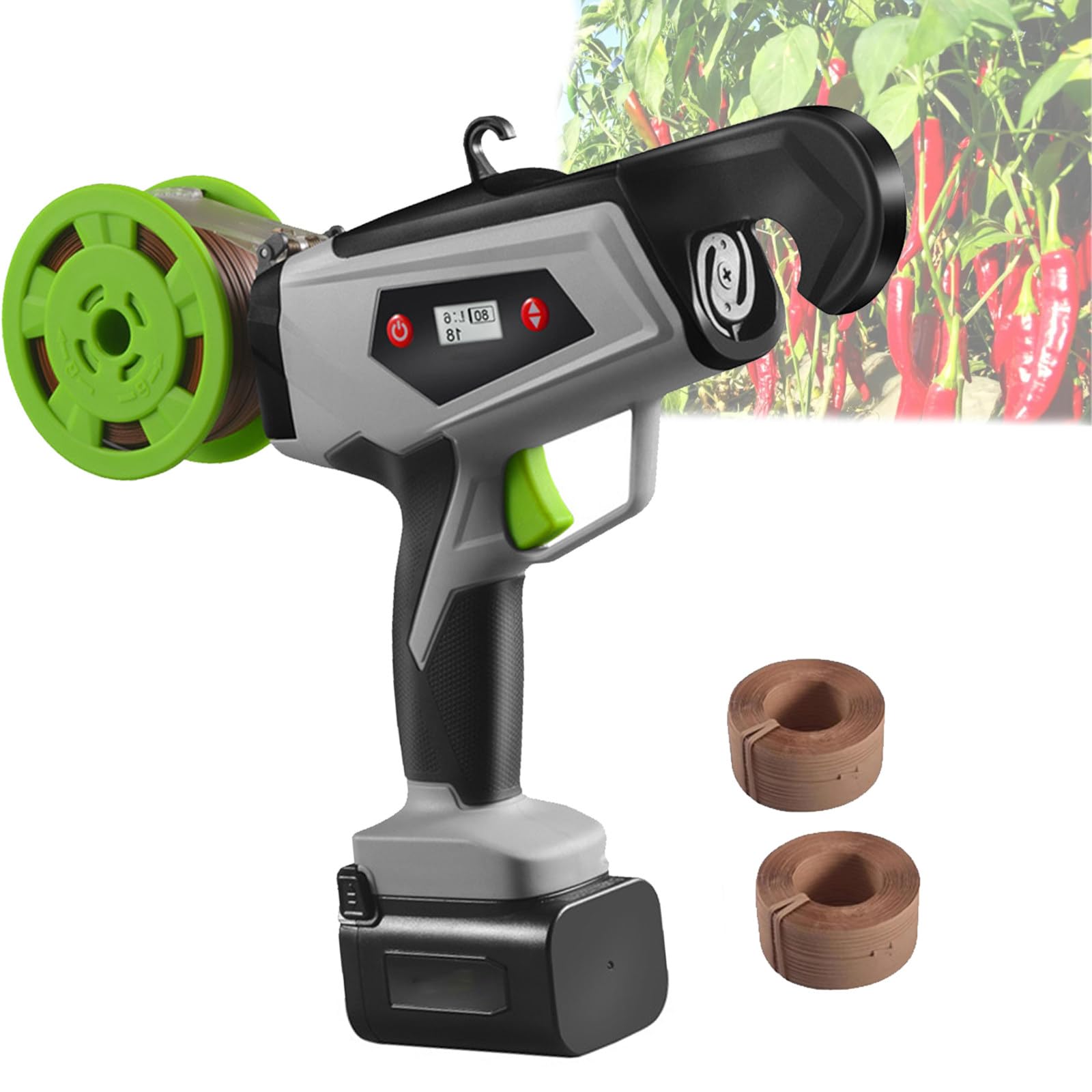 Máquina eléctrica para atar plantas, herramienta de cinta de jardinería para verduras, uvas, tomates, pepinos, pimientos y flores, pistola automática de amarre de plantas para soporte de jardín