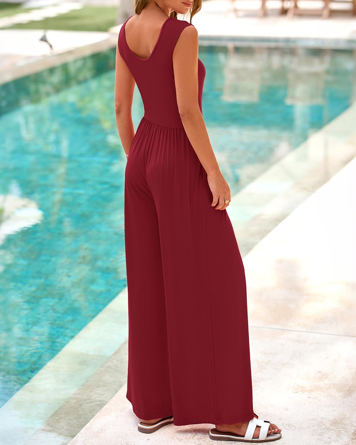 BTFBM Womens Casual Jumpsuits Dressy 2026 Spring One Piece Outfits Crew Neck Sleeveless Knit Wide Leg Pants Romper Beach - Image 4