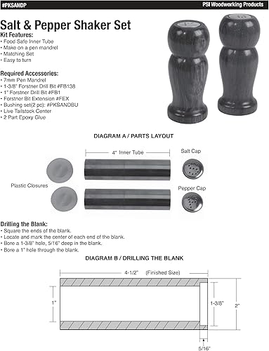 Miniatura 2 de Penn State Industries PKSANDPSS - Juego de salero y pimentero, kit de iniciación, proyecto de torneado de madera