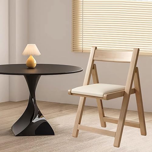 Miniatura 7 de AIZYR Sillas de comedor de madera, asientos plegables apilables, cómodos asientos acolchados con cuero para sala de estar, oficina, jardín, balcón