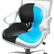 Seat Cushion with Back Support,Cooling Gel &amp; Memory Foam Lumbar Support Pillow for Office Chair,Ergonomic Office Chair Cushions for Sciatica Pain Relief,Gel Seat Cushions for Car,Office,Desk