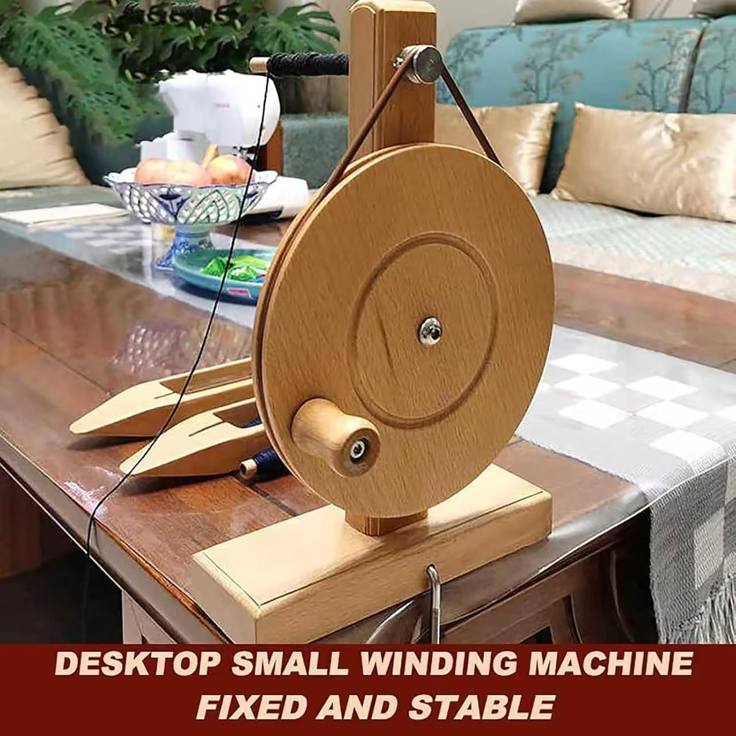 COYEUX Wooden Hand Winding Machine, Yarn Ball Winder, Sewing Spindle Thread Holder, for Bobbin Inner Diameter 5-7mm, for Spinning Wool, Cotton, Silk, Wool Thread, The Helper for Knitting Enthusiast