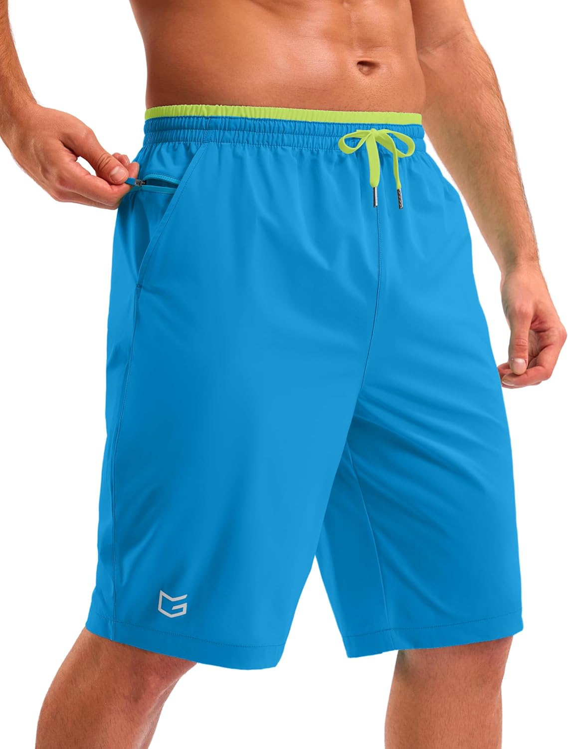 G Gradual Men's 11" Long Board Shorts with Zipper Pocket Swim Trunks Quick Dry Swimsuit Bathing Suit for Men No Mesh Liner