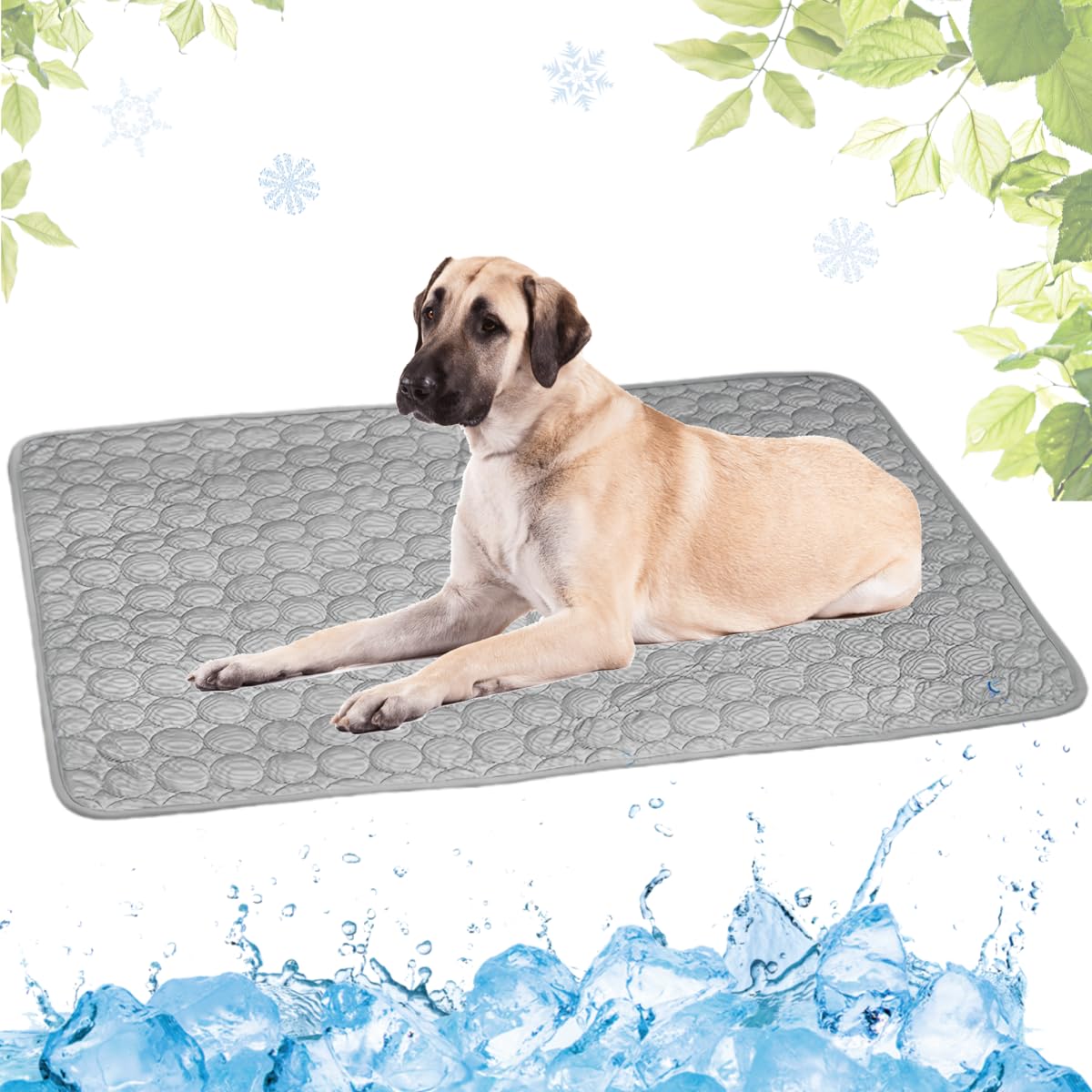 LEZUAN Cooling Mat for Dogs, Portable Pet Cooling Mat, Heat Relief Self Cooling Dog Mat, Washable Summer Cat Mat for Crates, Kennels and Beds(Grey,100x150cm)