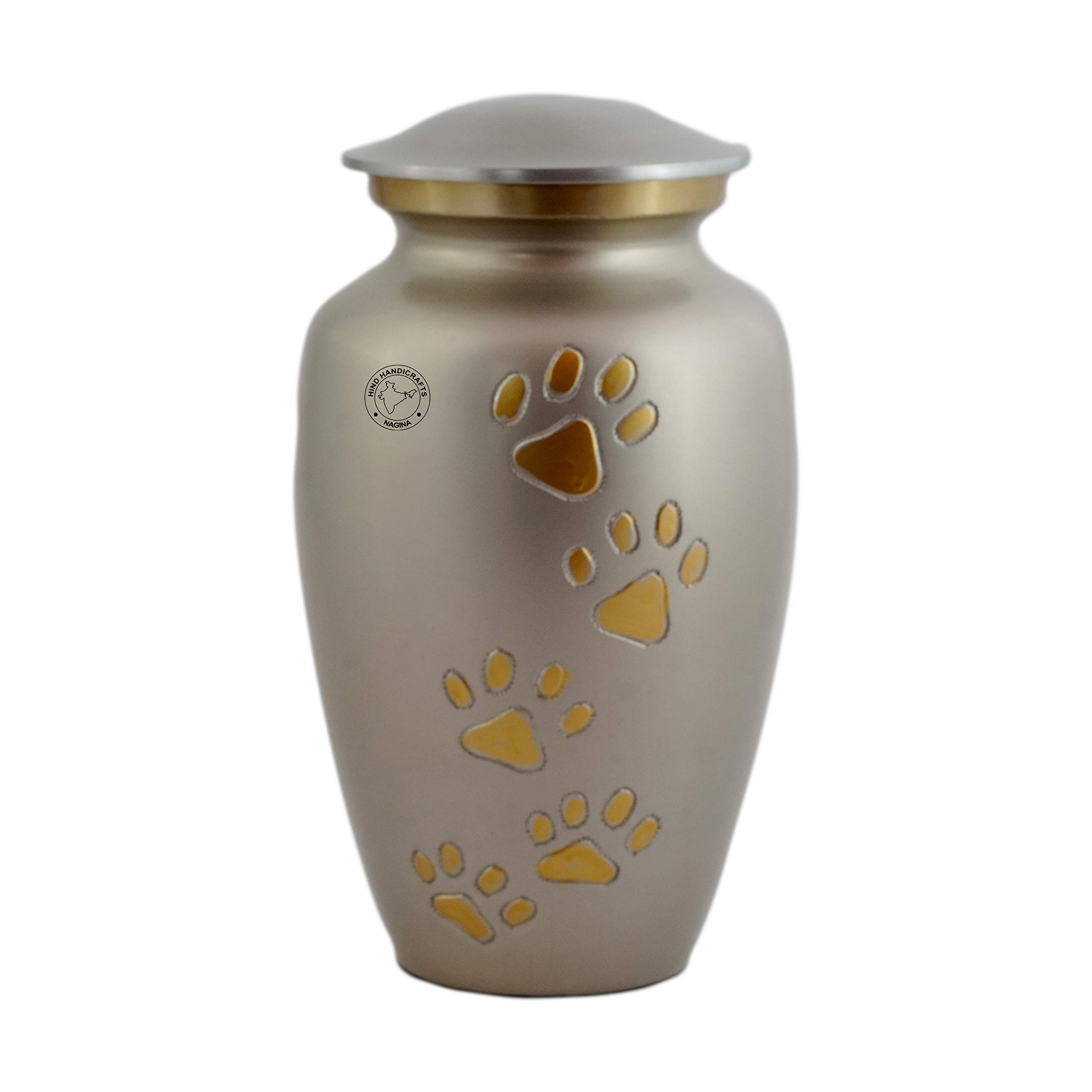 Hind Handicrafts Messing poot ingelegd palissander huisdier urn voor honden katten herdenking urnen voor as, foto houten kist crematie urn (klein