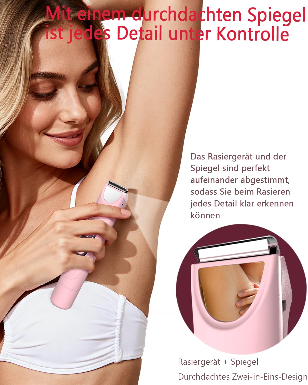 Afeitadora Eléctrica Mujer, Set de Depiladora Electrica 3 en 1 para Mujer, IPX7 Utilizable en seco/mojado Recortadora Corporal Mujer, Apto para Facial, Cuerpo y Las Zonas íntimas