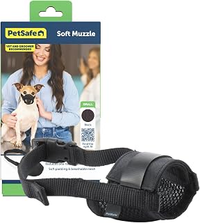 PetSafe Dog Muzzle, Black, Small | Padded Pressure Points, Adjustable Neck & Snout Fit, Prevents Biting While Allowing Panting, Great for Vet and Groomer Visits