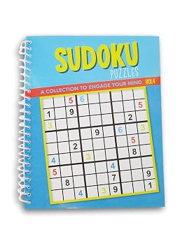 Show-Offs Spiral Bound Miniature Puzzle Book for Car, Office, or Quiet Play - 80 Pg Sudoku Vol. 4