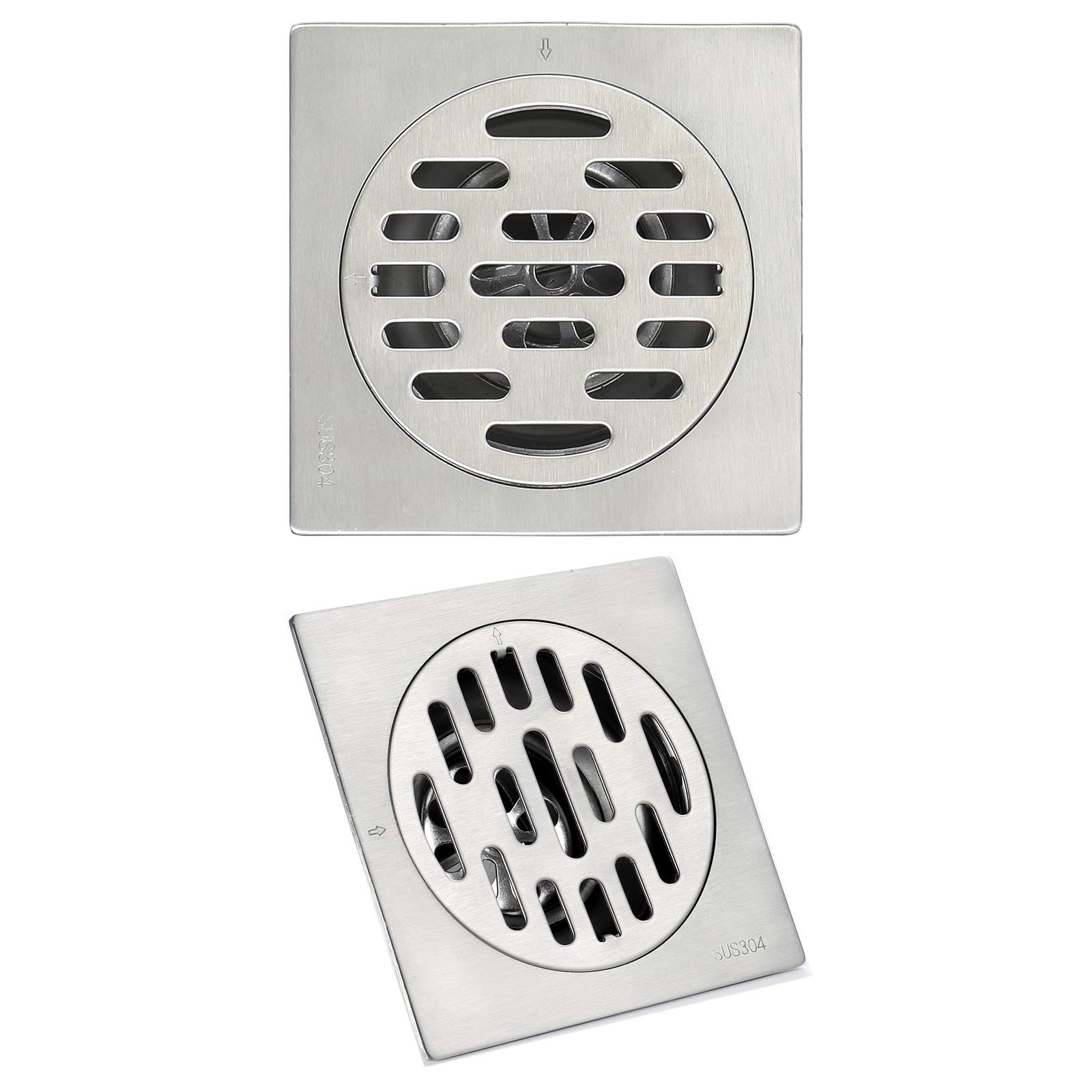 Desagüe de Piso, Protectores de Drenaje, desagüe de Piso de Ducha de 4 Pulgadas, Desodorante de Acero Inoxidable 304, desagüe de Ducha Cuadrado Cromado con Cubierta extraíble, Rejilla Gr