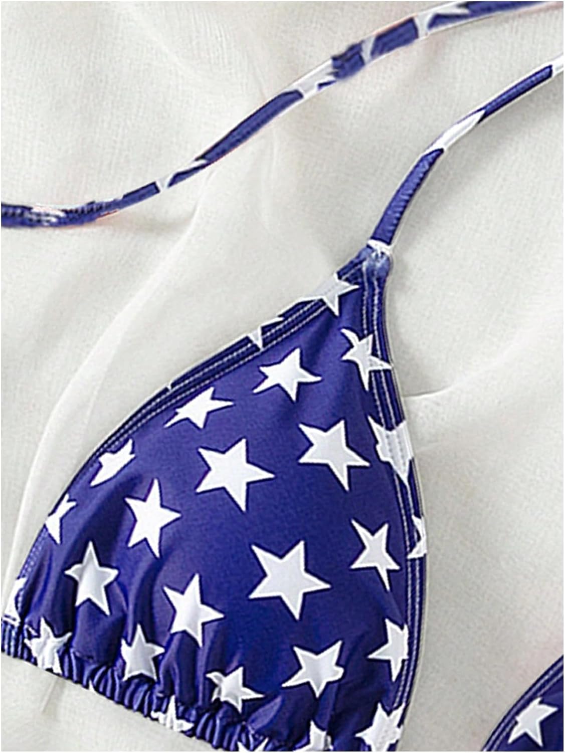 MakeMeChic Women's Flag Bikini Top Halter Tie Back Triangle Bathing Suit Beach Vacation Swimsuit