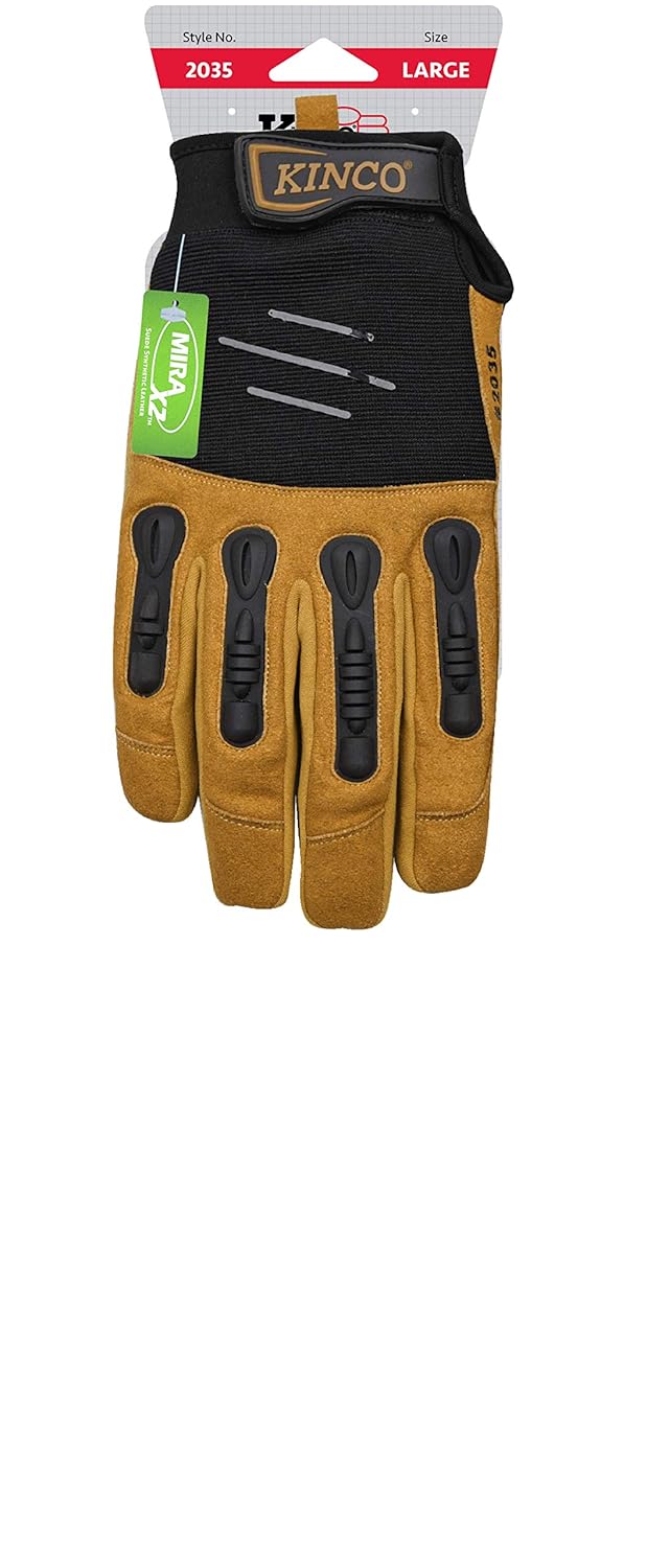 Kinco Work Glove, 2035 Foreman Synthetic Suede Leather Palm, Comfortable Polyester-Spandex, Durable, Safety Gloves, Farm, DIY, Landscaping, Ranch, Construction, Carpentry, Mechanics - Large