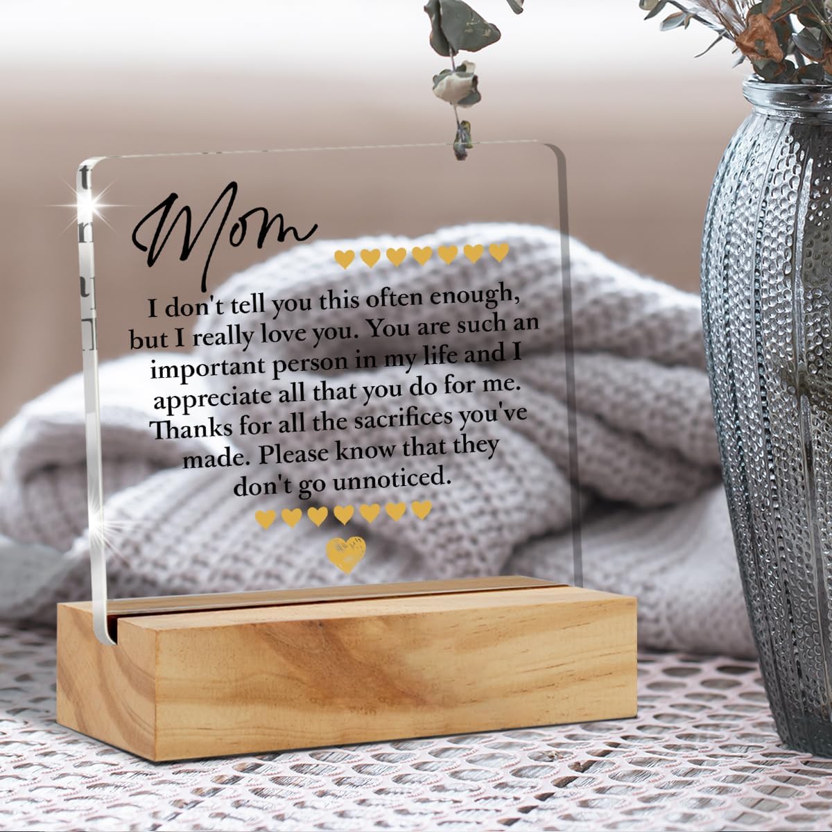 Mom Gifts from Daughter Son - Mothers Day Birthday Gifts for Mom Mama - Thank You Mother Acrylic Plaque Desk Decor Sign 4 x 4 Inches image 5