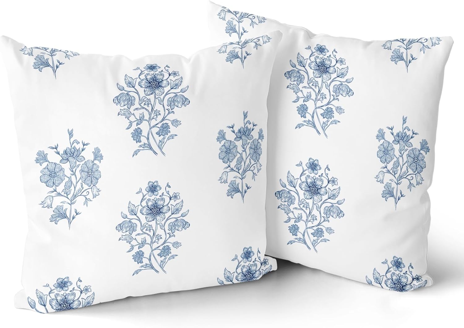 Giwawa Blue Floral Pillow Covers - 18x18 Inch Blue and White Throw Pillow Covers Set of 2 Chinoiserie Pillow Cases Decorative Vintage Flower Cushion Covers for Sofa Bed Living Room Home Decor