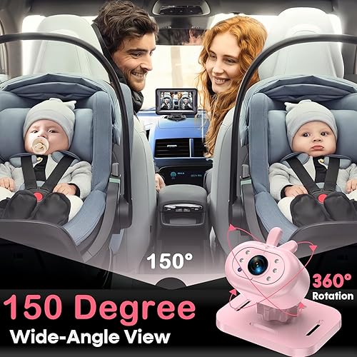 Miniatura 5 de AMTIFO Cámara de coche de bebé rosa para asiento trasero Cámara de asiento de coche con orientación trasera HD 1080P con visión nocturna IR,