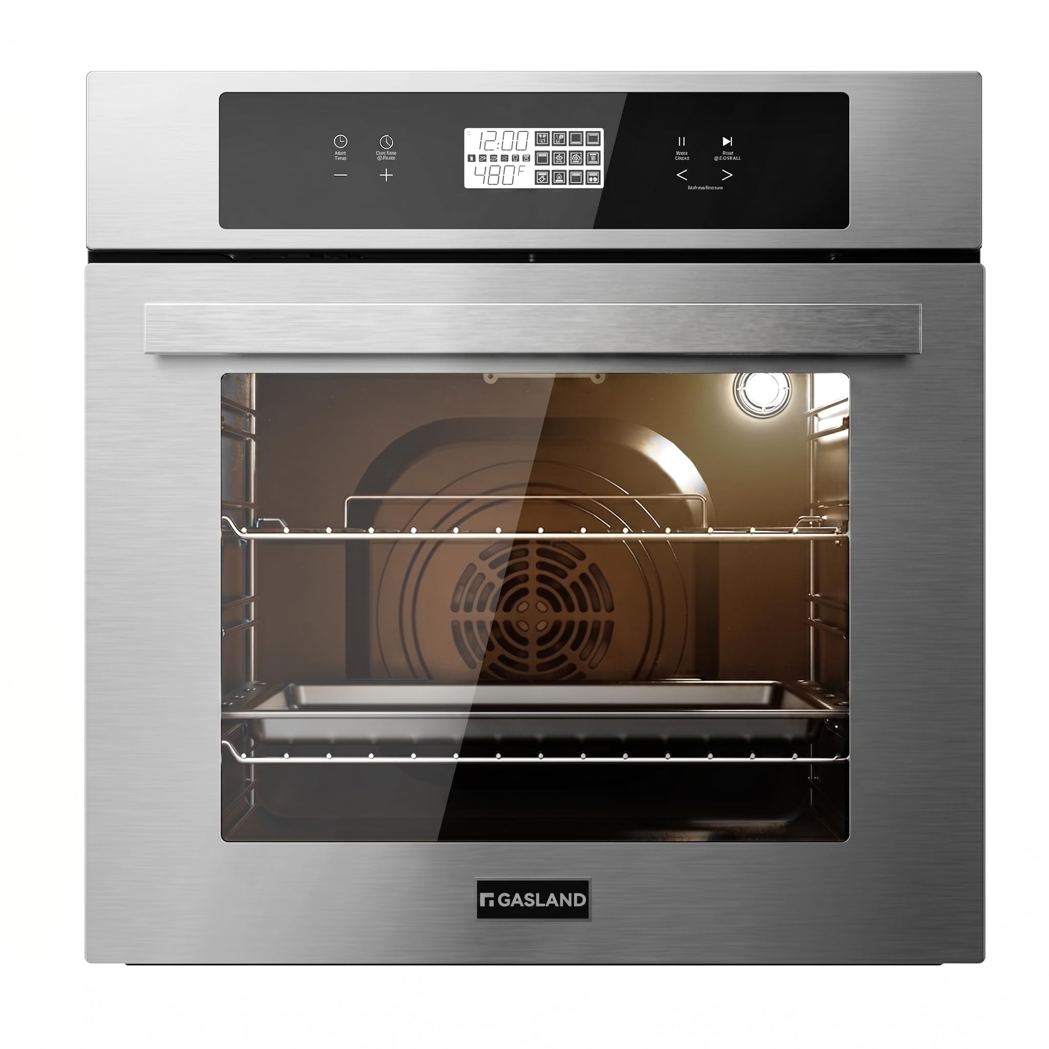 GASLAND 24 Inch Electric Wall Oven, 2.6 Cu.ft Built-in Single Wall Oven, 12 Cooking Functions, 3D Heating, Convection Oven with Rotisserie, Touch Control, Safety Lock, ETL Certified, Stainless Steel