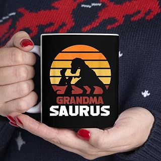 Grandmasaurus T Rex Grandma Saurus Dinosaur BlackMug, Tea Mug, Tea Cup, Coffee Cup