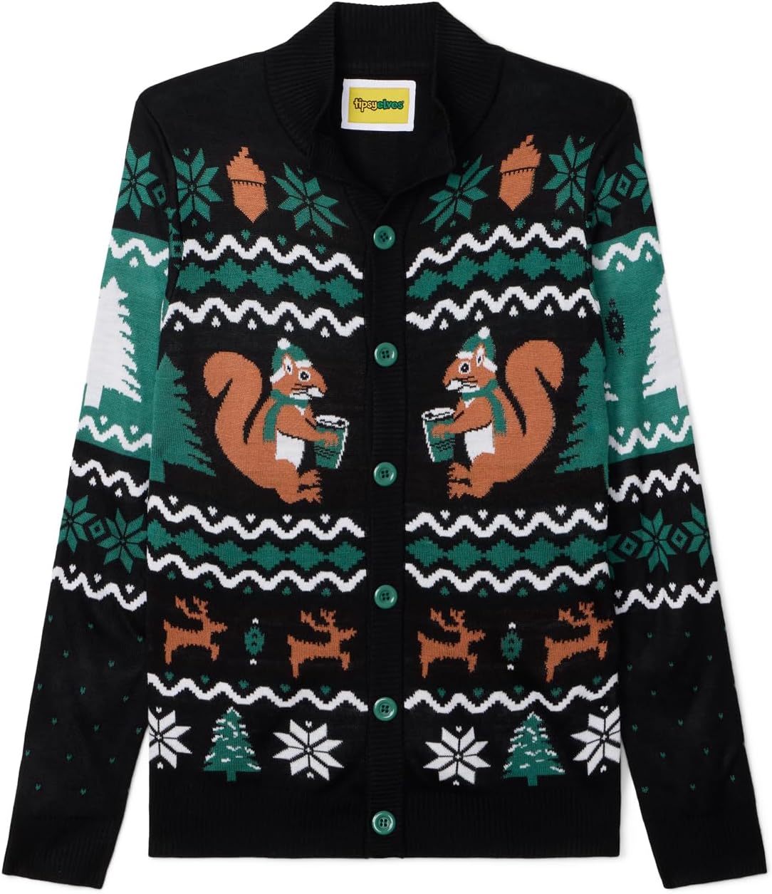 Tipsy Elves Men's Funny Christmas Cardigans - Ugly Christmas Sweater for Men with Embellished and Festive Designs