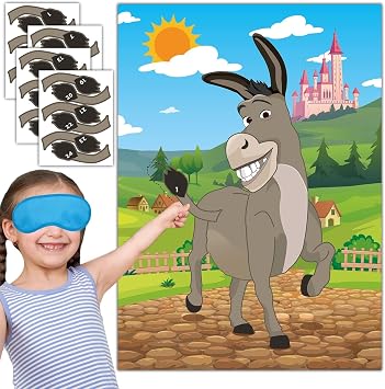Funnlot Pin The Tail on The Donkey, Pin The Tail Game Birthday Party Decorations Crafts Activities for Kids Party Games Fiesta Party Favors Supplies Toys Gifts
