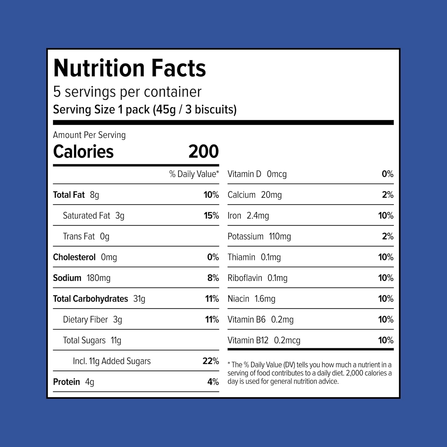 Sweet Loren's Vegan Breakfast Biscuits | Blueberry | 4g Protein, 19g Whole Grains | Plant Based, Gluten Free, Dairy Free, Nut Free Snacks | 6 Pack (90 Total Biscuits, 1.6 ounce each)