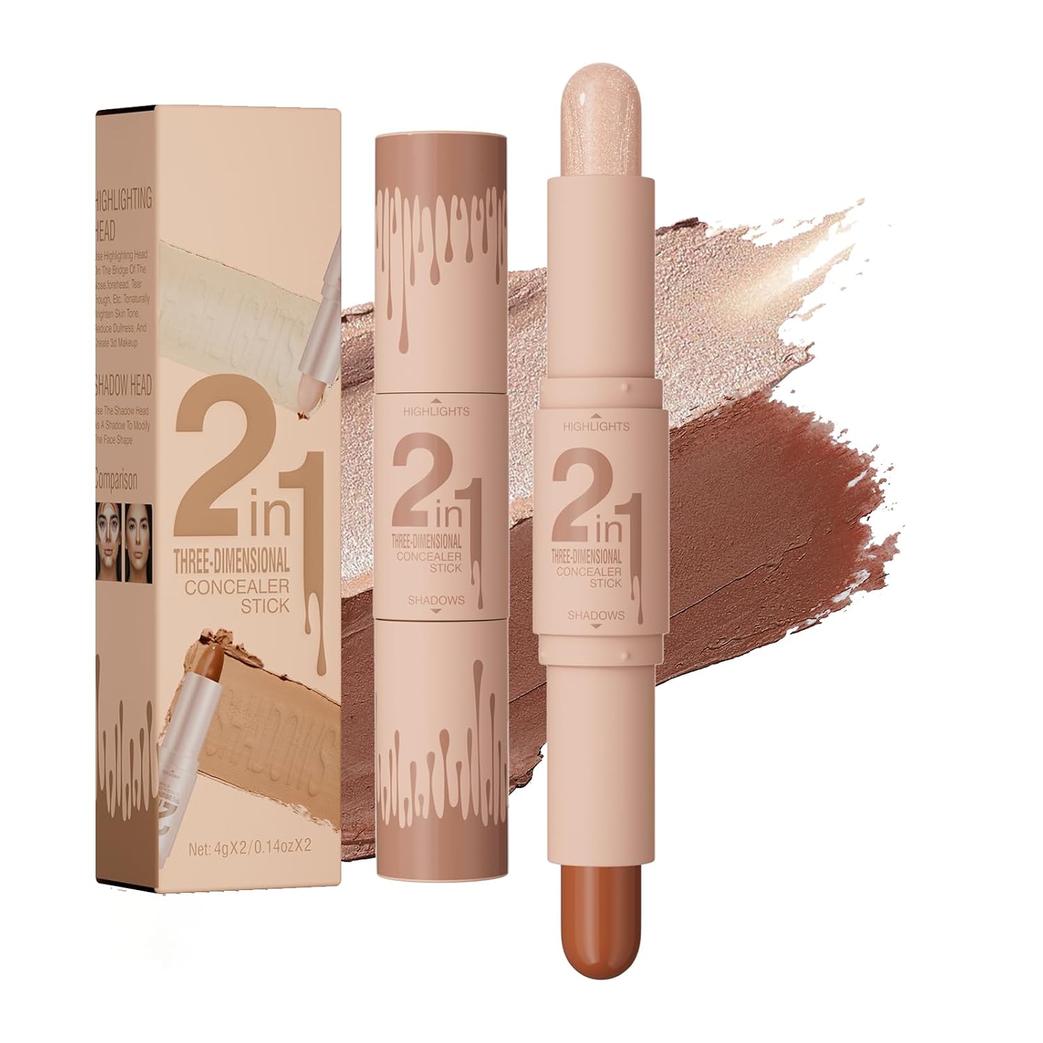 2 In 1 Dual End Contour Stick – Highlighter & Bronzer For All Faces & Tones