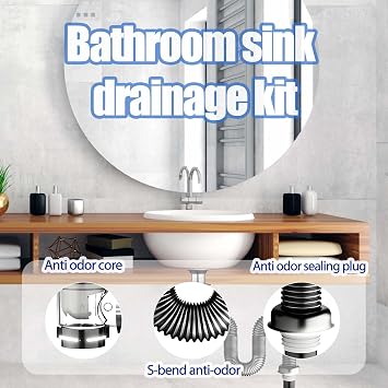 1 Set Kitchen Sink Waste Kit, Bathroom Sink Waste Kit with Sink Waste Pipe