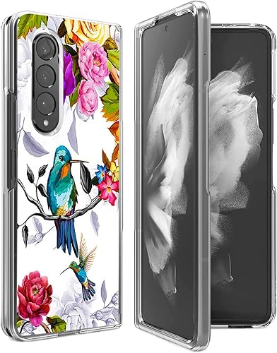 Miniatura 4 de Funda para Samsung Galaxy Z Fold 4 5G, colibrí en flores pájaro antiarañazos, sólida, funda protectora a prueba de golpes para Samsung Galaxy Z Fold
