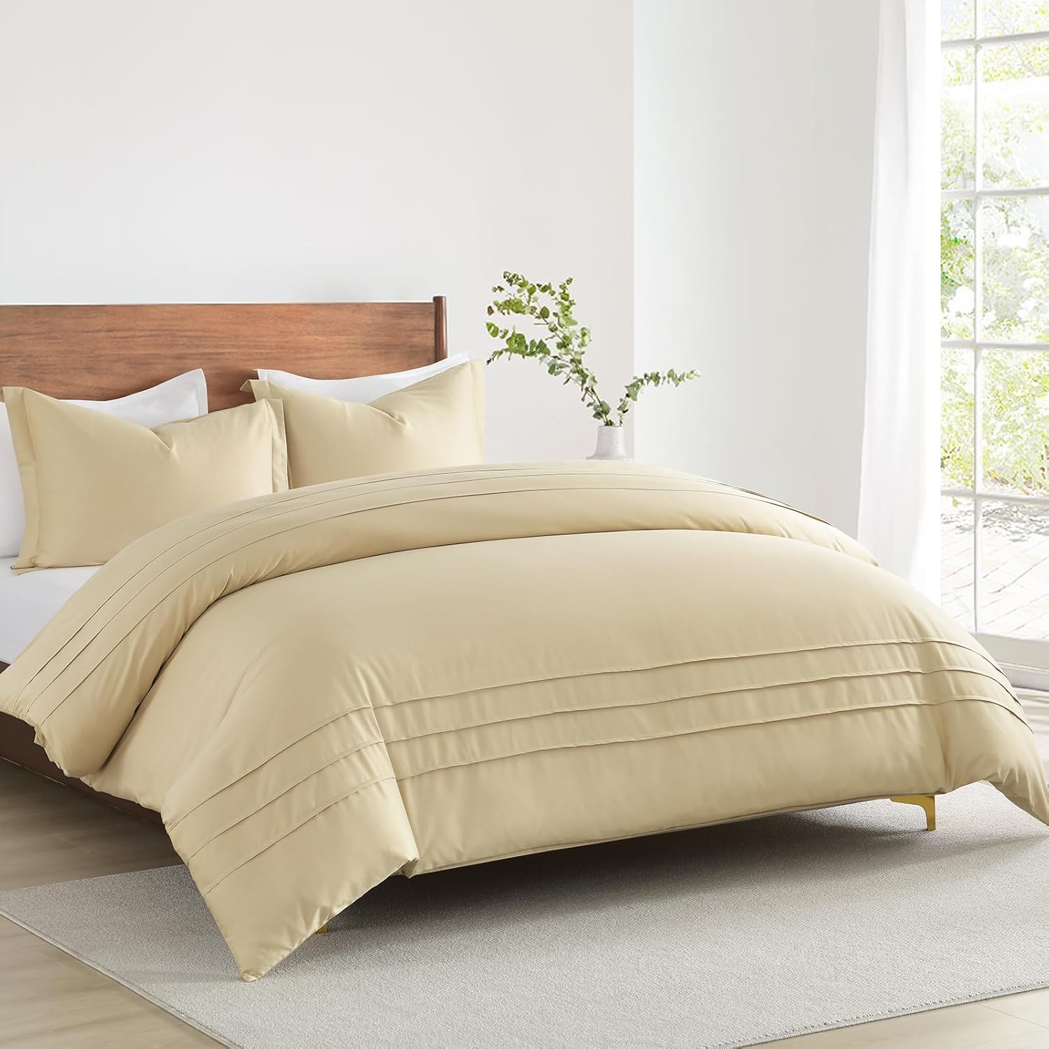 Bedduvit 100% Cotton Duvet Cover Queen Size - Soft Double Queen Duvet Cover Set, Simple Modern Queen Size Duvet Cover with Zipper Closure, 3 Pieces Classic Minimalist Comforter Cover, White(90"x90")