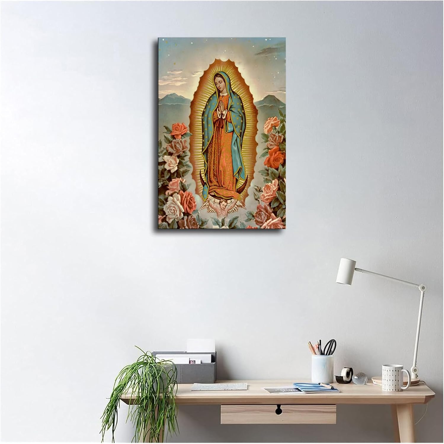 Virgen De Guadalupe Virgin Mary Canvas Art Poster Canvas Wall Art Prints for Wall Decor Room Decor Bedroom Decorative (24×36inch Unframed)