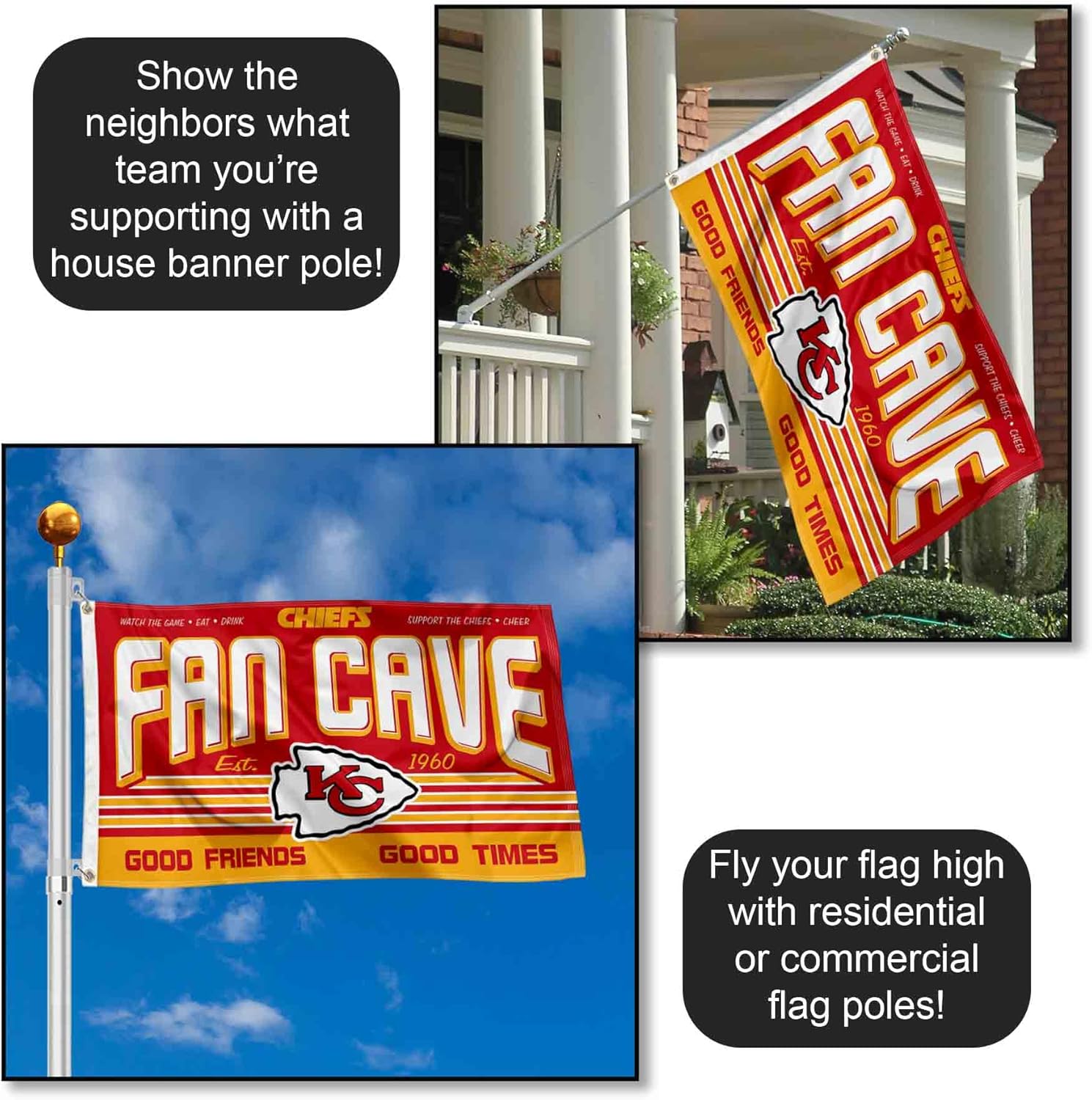 Kansas City Chiefs Fan Man Cave Banner Flag