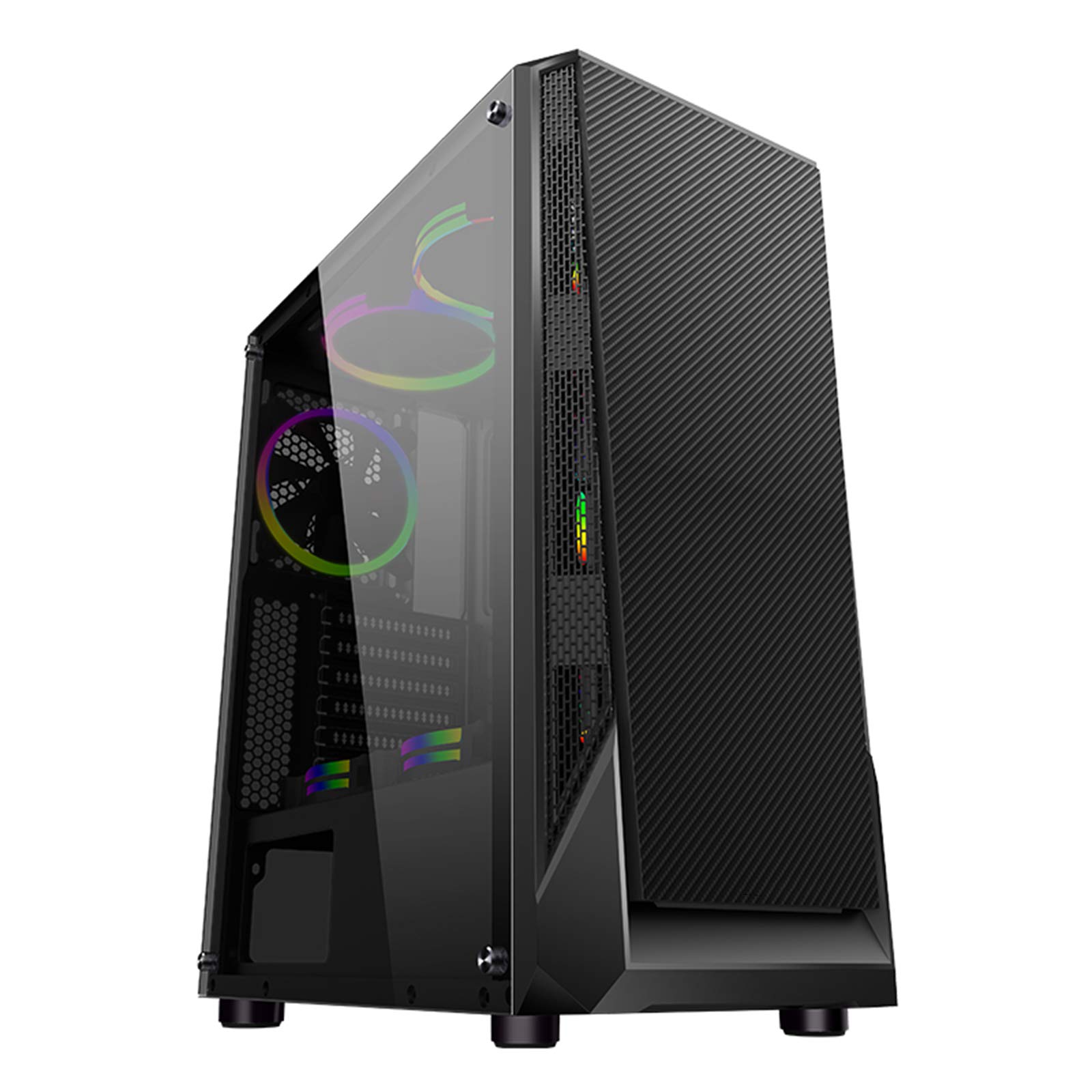 Custodia da Gioco PC ATX Mid Tower - Porta USB Anteriore - Pannello Laterale in Vetro temperato a sgancio rapido - Sistema di Gestione dei Cavi - Raffreddamento ad Acqua pronta - Nero