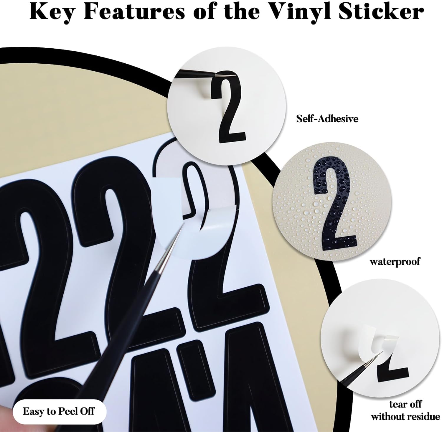 280 Large Number Stickers, 10 Sheets 2 Inch Self-Adhesive Vinyl 0-9 Decals for Mailbox, Doors, Trucks, Classroom Decor and Outdoors, Black