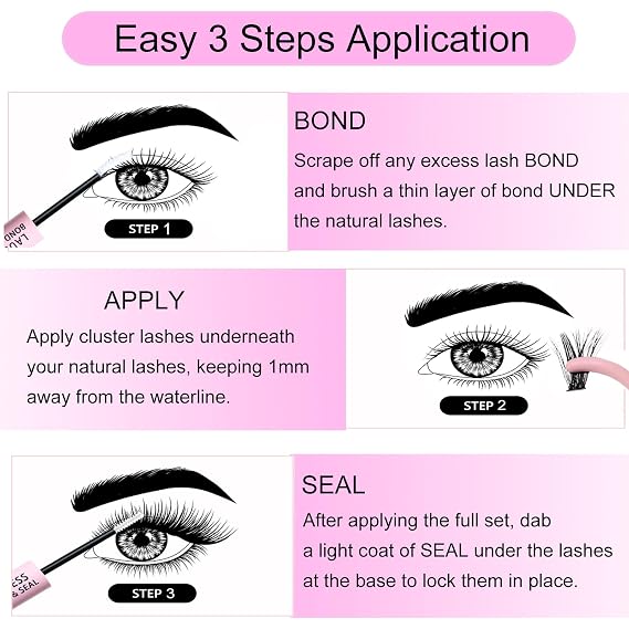Lash Bond & Seal Clear Lash Glue - DIY Extensions (Waterproof, Long Lasting, Strong Hold 48-72 Hours)