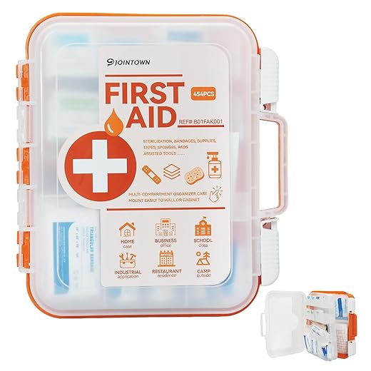 Jointown First Aid Kit, 454 Pieces All-Purpose, Home & Office Professional Medical Supplies, Ideal for Emergency, School, Business, Survival, Camping, Hunting and Sports