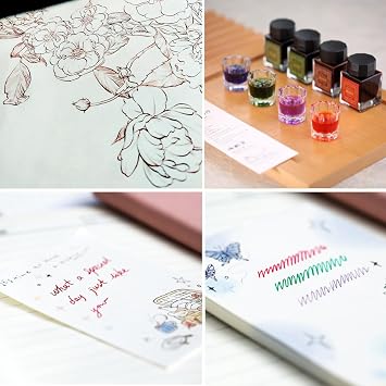 Majohn Crystal Glass Dip Pen Glass Pen Kit Vintage Calligraphy Signatures Pen with Bottle Ink and Cleaning Cup, Purple