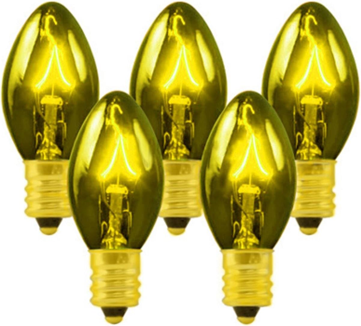 Club Pack of 100 C7 Transparent Gold Replacement Christmas Light Bulbs