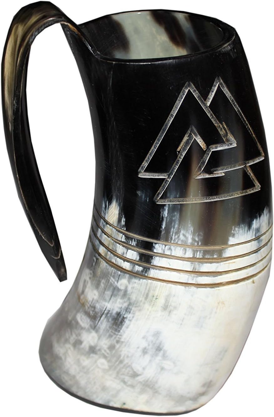 Viking Cup Drinking Natural Finish Horn Tankard Authentic Medieval Inspired drinking Mug 30oz