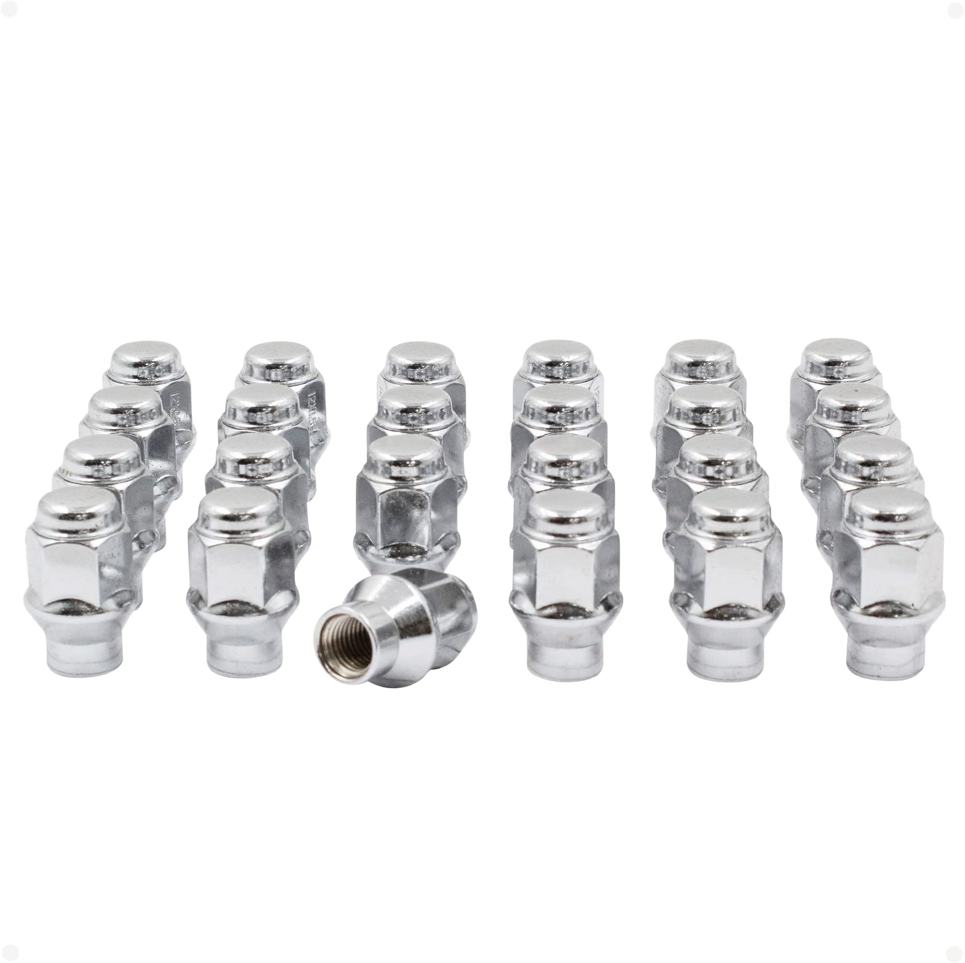 20x Chrome M12x1.5 Cone Seat Bulge Acorn Lug Nuts – 3/4” Hex, Fits Hyundai Models