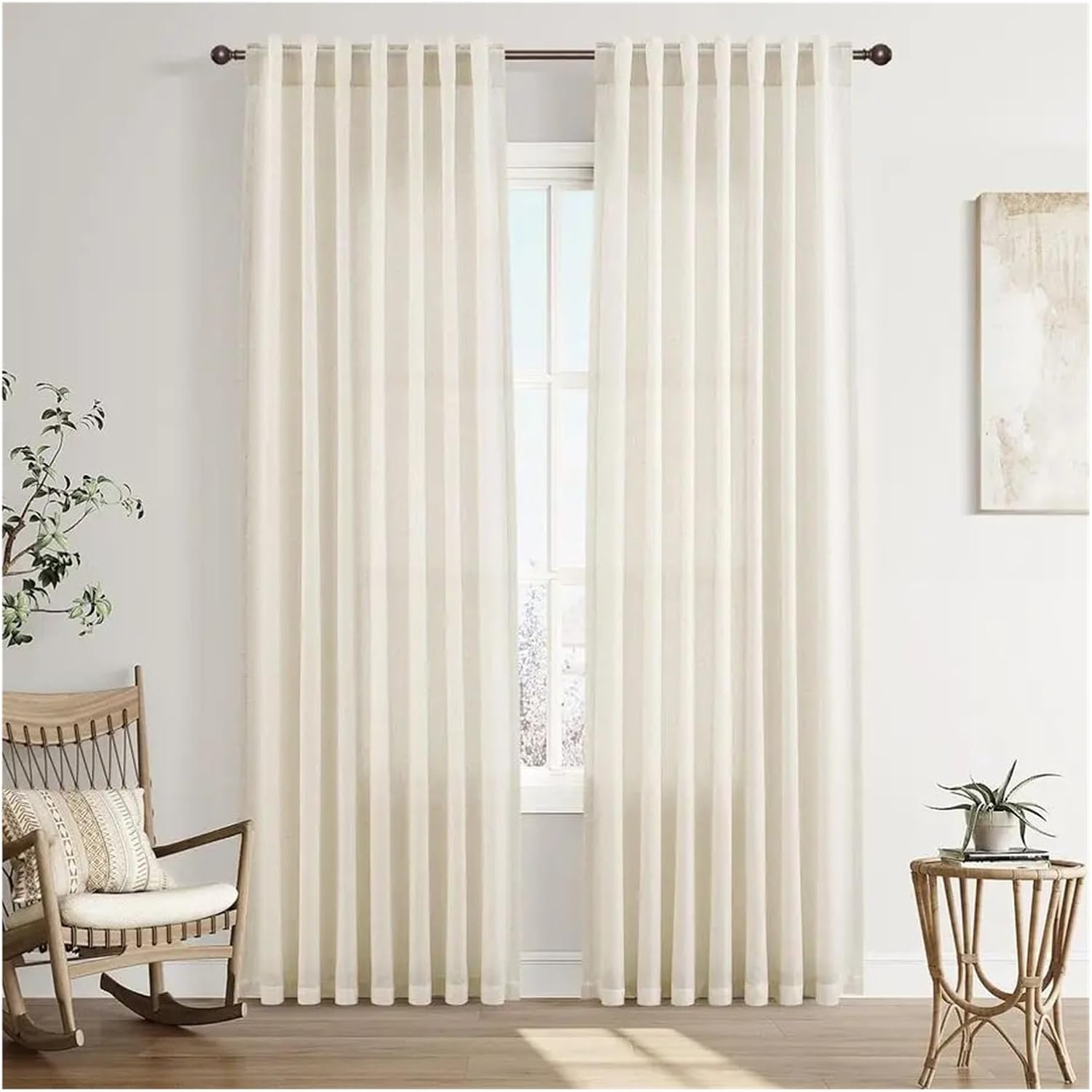 Thermal Insulated Blackout Curtains 2pcs Rod Pocket Curtains 96Inches Long for Living Room Bedroom