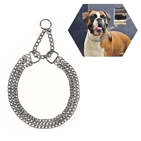 Petlicious & More Chrome Stainless Steel 3 Layer Dog Choke Chain -24 Inch Collar (Steel)