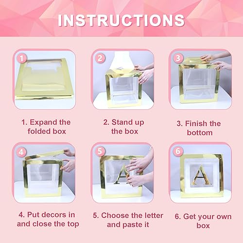 Miniatura 7 de Cajas de bebé con letras, 6 cajas de globos transparentes con 78 letras y números, cajas transparentes con nombres para baby shower, cumpleaños,