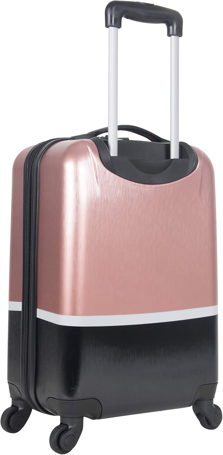 Heritage Travelware Charter Park 20in Lightweight Colorblock Hardside Expandable 4-wheel Spinner Carry-On Suitcase, Rose Gold/Black