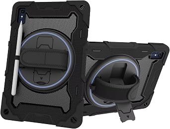 Case for Huawei Matepad Pro 12.6 inch 2021,Shockproof Wrist Strap Rotating Kickstand Tablets Protective Cover Case with Shoulder Rope for Huawei Matepad Pro 12.6 inch 2021 Black